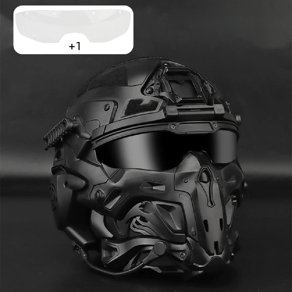 W-Ronin Assault Tactical Mask Built-in Communication Headset Anti-fog Fan Tactical Goggles Airsoft Paintball Protect Gear