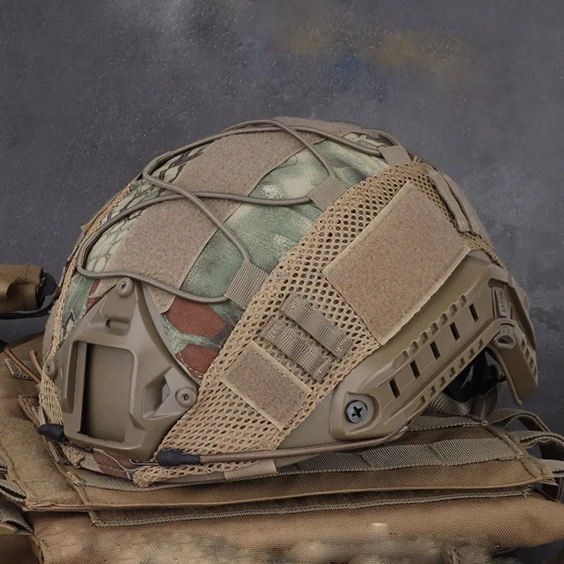 Tactical Helmet Cover Camo Cloth Cover Airsoft Fast Helmet Nylon Loops & Shock Cord for Military-Without Helmet Fit for Airsoft
