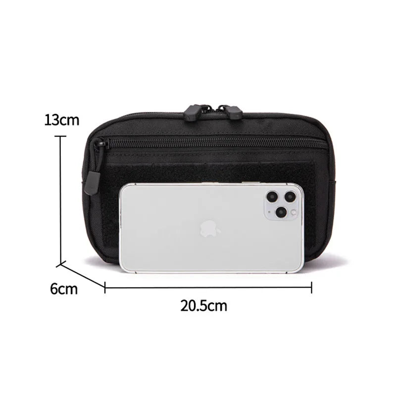 Tactical Molle Admin Pouch Utility Laser Cut EDC Tool Pouch Bag Horizontal Modular Pouches Include US Flag Patch and Keychain