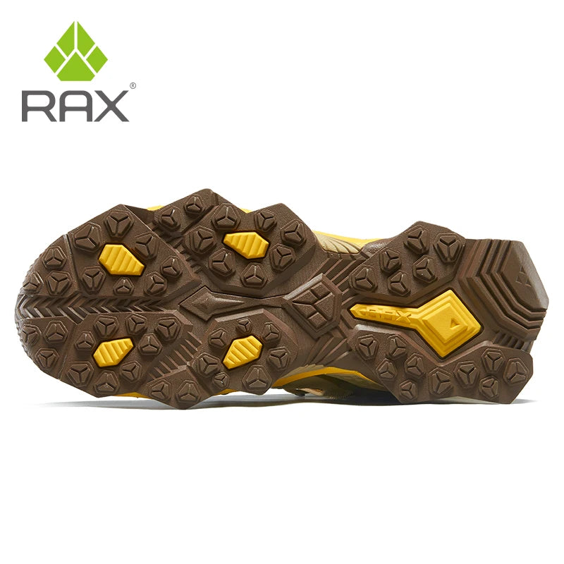 RAX Men Hiking Shoes Mid-top Waterproof Outdoor Sneaker Men Leather Trekking Boots Trail Camping Climbing Hunting Sneakers