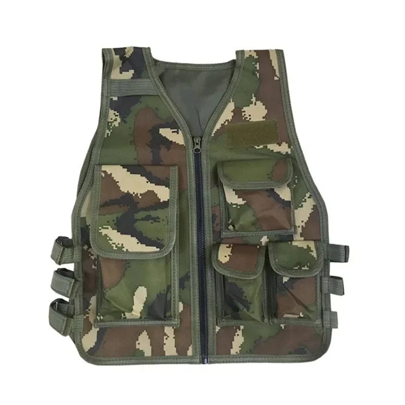 Tactical Kids Camouflage Sniper Vest Children Hunting Clothes Boy Girl Woodland Ghillie Suit Army Jungle Combat Clothing