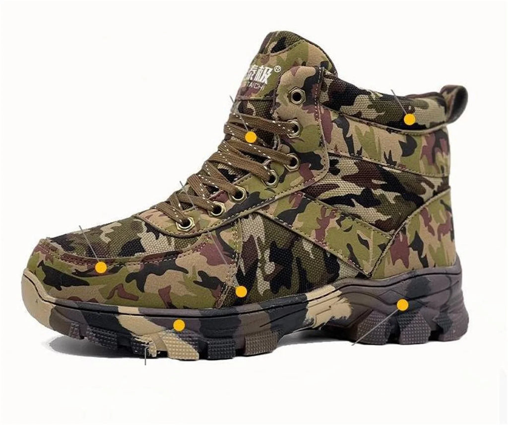 Winter Men's Outdoor Camouflage Hunting Boots Wool Lining Warm Non-Slip Waterproof Snow Shoes High-Top Mountaineering Boots