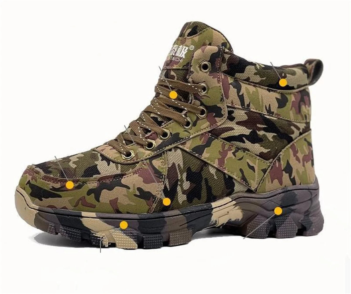 Winter Men's Outdoor Camouflage Hunting Boots Wool Lining Warm Non-Slip Waterproof Snow Shoes High-Top Mountaineering Boots