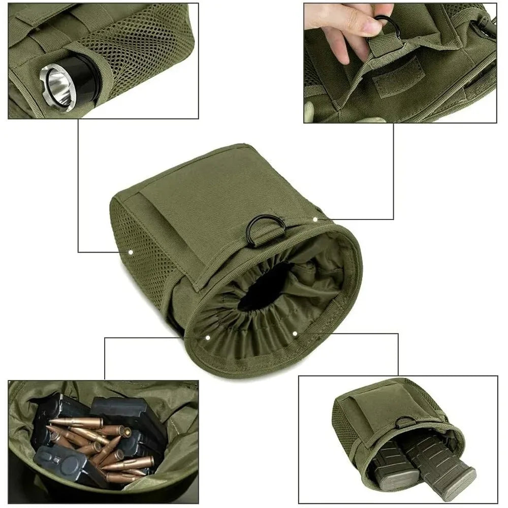 OPHIDIANTAC Molle Dump Pouch,Hunting Magazine Recovery Pouch Drastring Ammo Bag Belt Waist Fanny Pack Adjustable Holster Bag