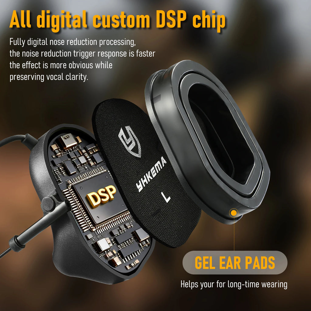 E90 Tactical Headset Active Noise Cancelling Headphones Communication Shooting Earmuff with PTT Adapter for Kenwood