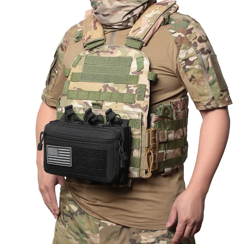 Quick-Draw Triple Mag Pouch, Rifle Ammo Cartridge Holder for 5.56mm/7.62mm, Molle Accessory Bag for Tactical Hunting & Airsoft