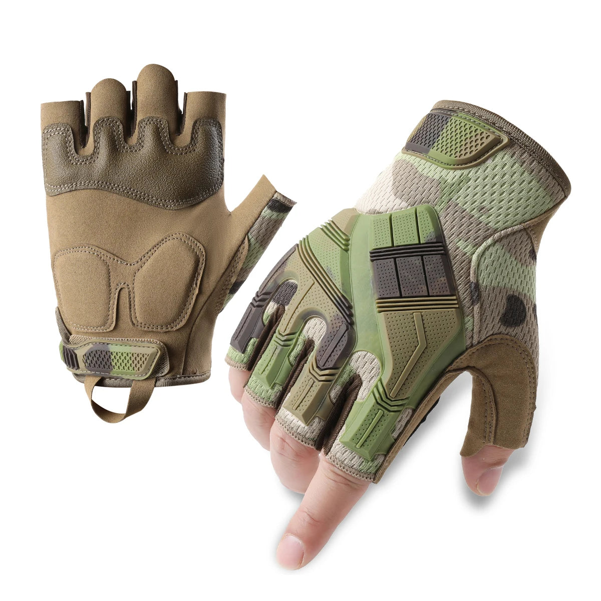 CHRLCK Men's Non-Slip Cycling Tactics Gloves Wear-resistant Motorcycle Gloves Anti-Scratch Riding Fishing Training Gloves
