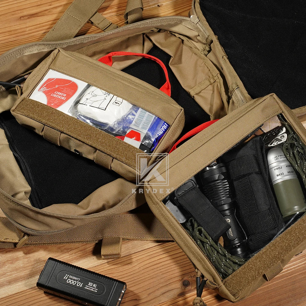 KRYDEX Tactical Large Small Clear Top Insert Pouch First Aid Travel Camping Medical Storage Bag For D3 Backpack Accessories