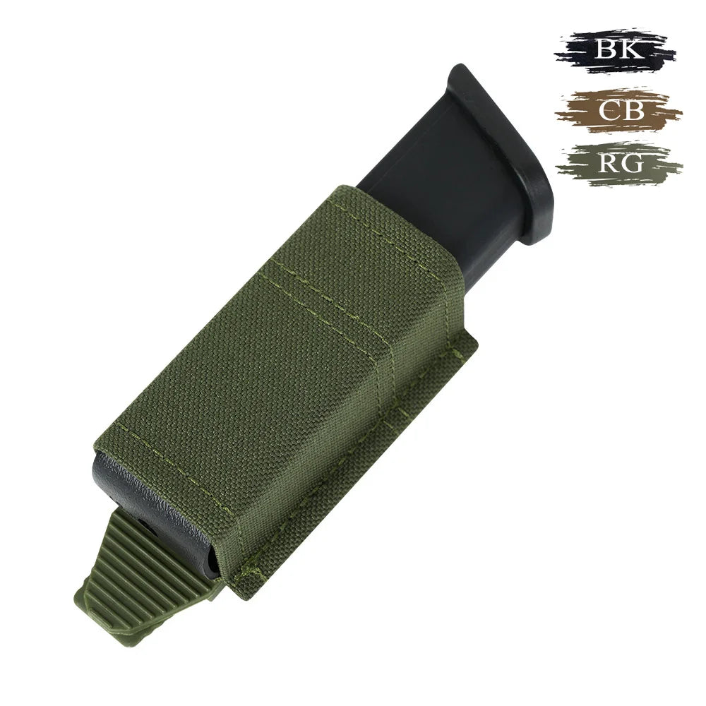 1000D Nylon Single 9mm Magazine Pouch MOLLE-Compatible Elastic Retention  for Shooting Hunting Airsoft