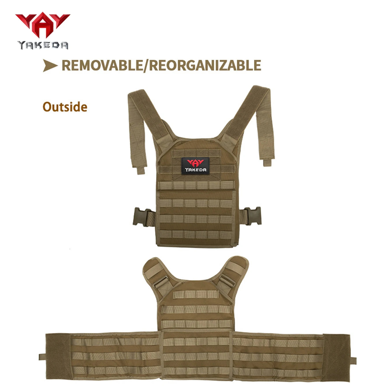 YAKEDA vest internal adjustable buckle can adapt to different body shapes, wear-resistant material suitable for outdoor hunting