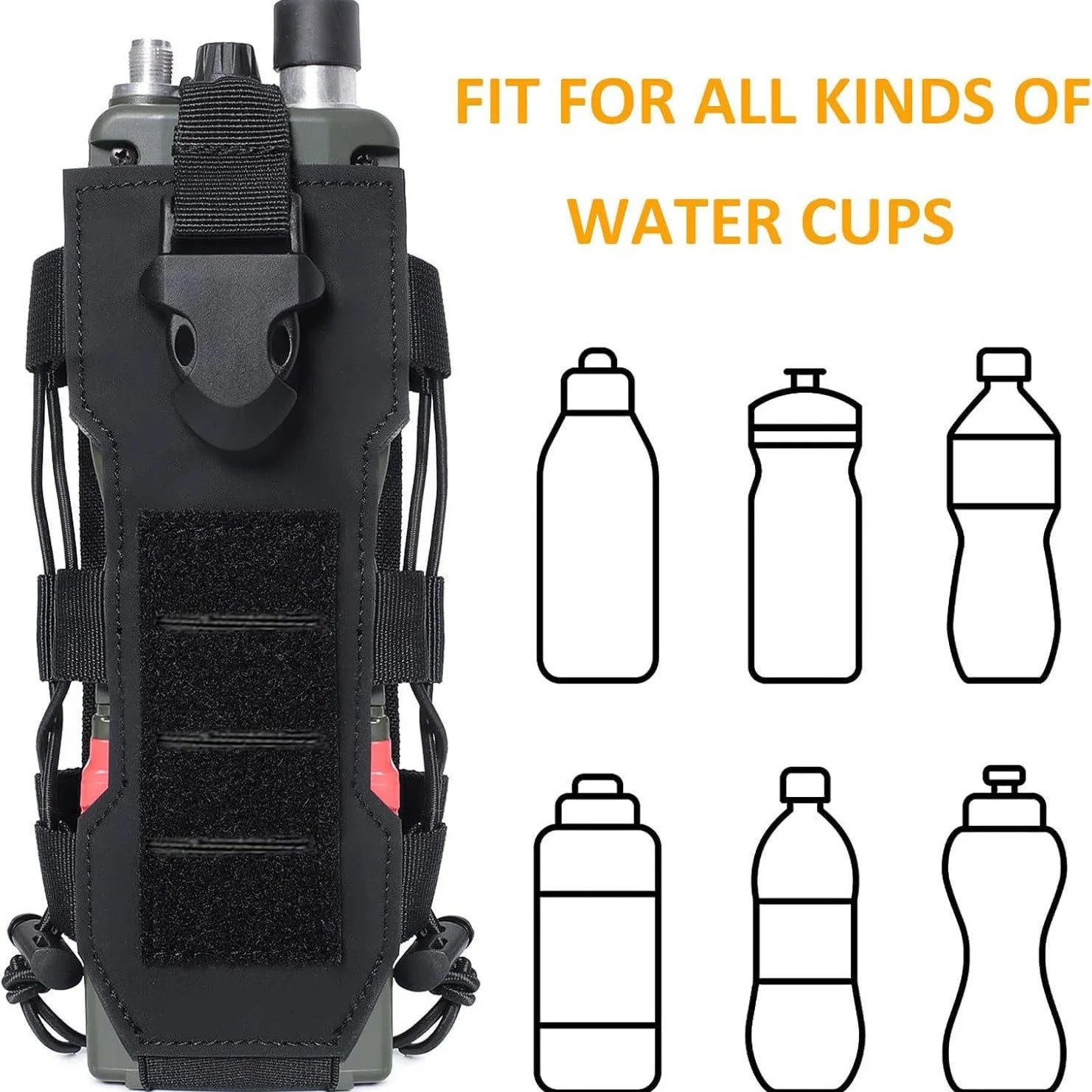 Molle Water Bottle Pouch Radio Holster Waist Pack Kettle Holder Bag for Outdoor Sport Fishing Camping Hunting Hiking Travel