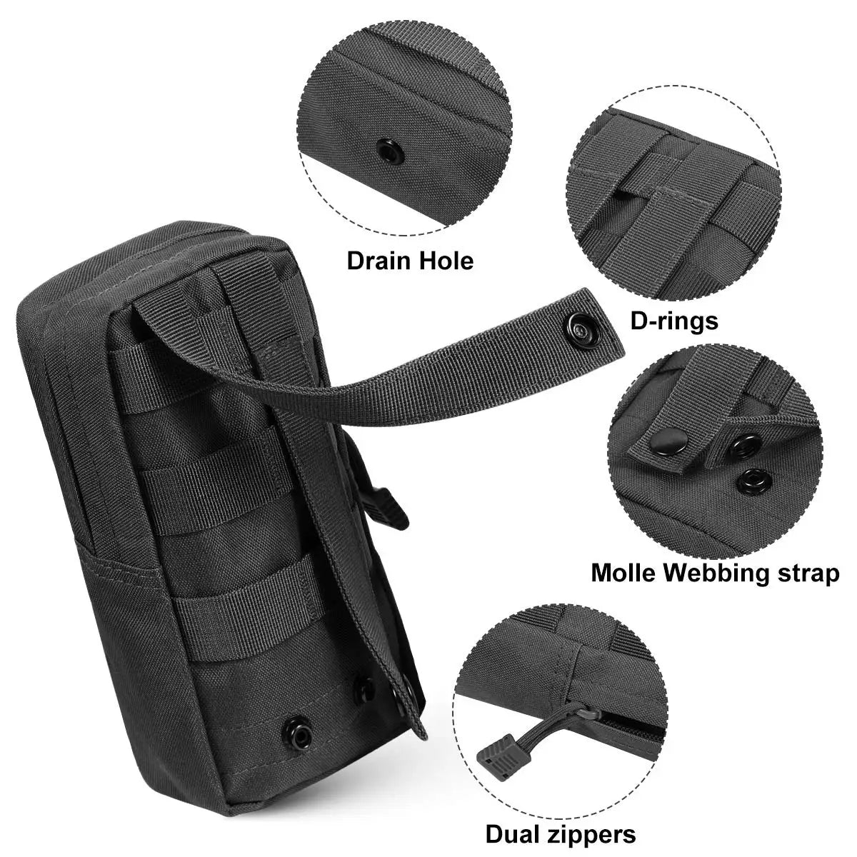 Outdoor Tactical Molle Waist Bag 1000D Oxford Black Storage Fanny Pack for Hunting Backpack Tactical Vest Attachment