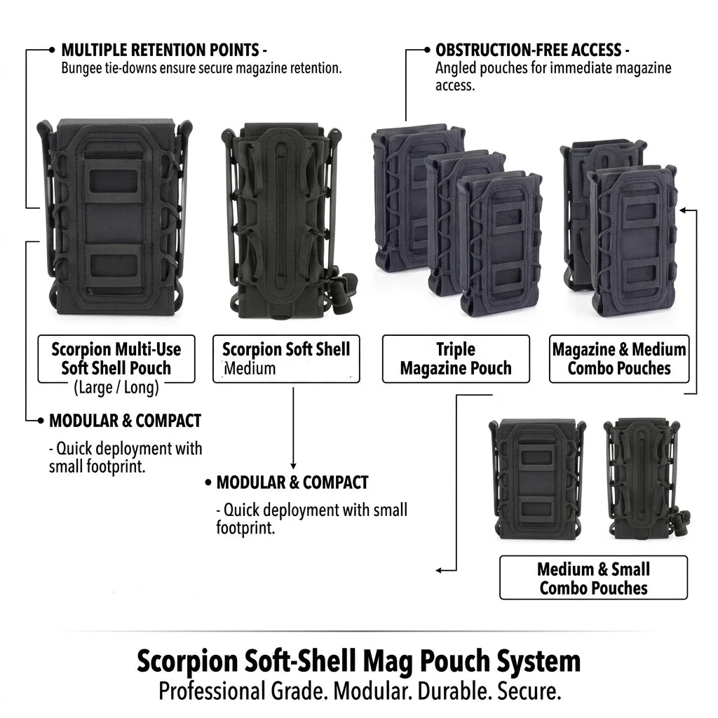 OPHIDIANTAC 5.56/7.62/9MM Fast Mag Pouch Tactical Magazine Pouches Molle Belt Fast Attach Carrier Soft Shell Mag Carrier