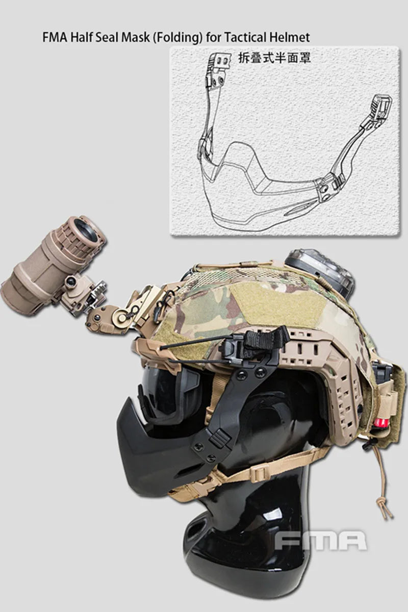 FMA Folding Half Seal Mask Tactical Protective Mask for Tactical Helmet DE/BK/FG