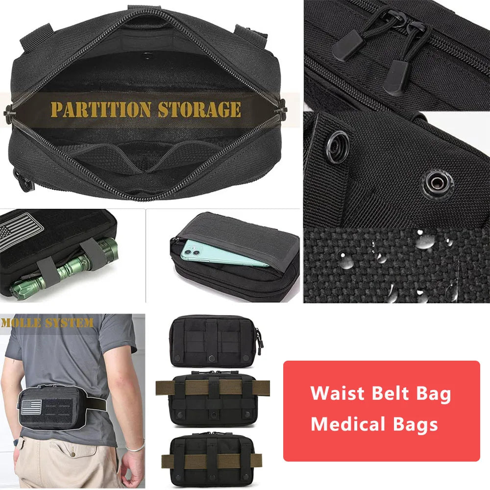 EDC Molle Tactical Pouch Waist Pack Compact Utility Pouches Waist Belt Bag Medical Bags Phone Case Outdoor Hunting Accessories