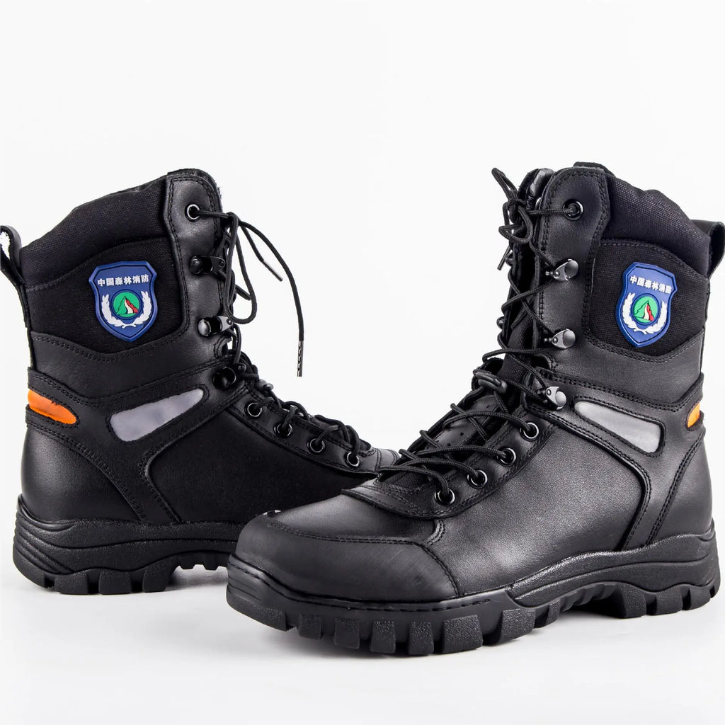 Anti Smashing Puncture Cowhide Material Forest Protection Combat Boots Emergency Rescue Outdoor Hunting Protective Labor Shoes