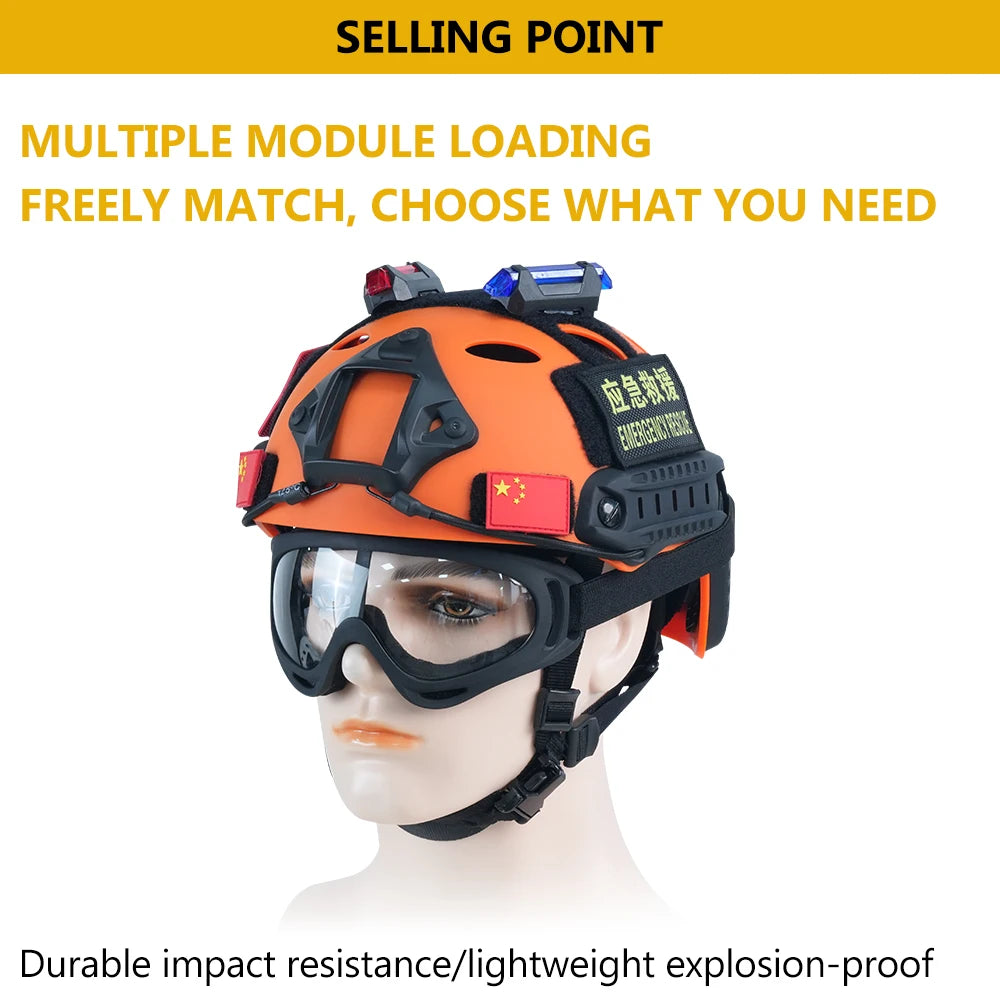 BOOIU Tactical Helmet PJ Adjustable Knob Rescue Helmet Set Multifunctional Safety Training Emergency Lightweight FAST Helmet