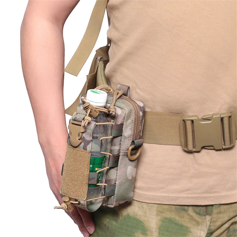 Molle EDC Water Bottle Pouch Canteen Kettle Carrier Holder Outdoor Sports Phone Holder Travel Camping Hiking Hunting Waist Bag