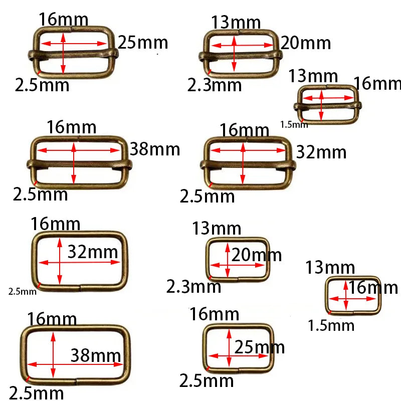 10pcs/lot Metal Slides Adjustable Rectangle D Ring Belt Ribbon Roller Pin Buckle For Backpacks Bag Cat Buckles DIY Accessories