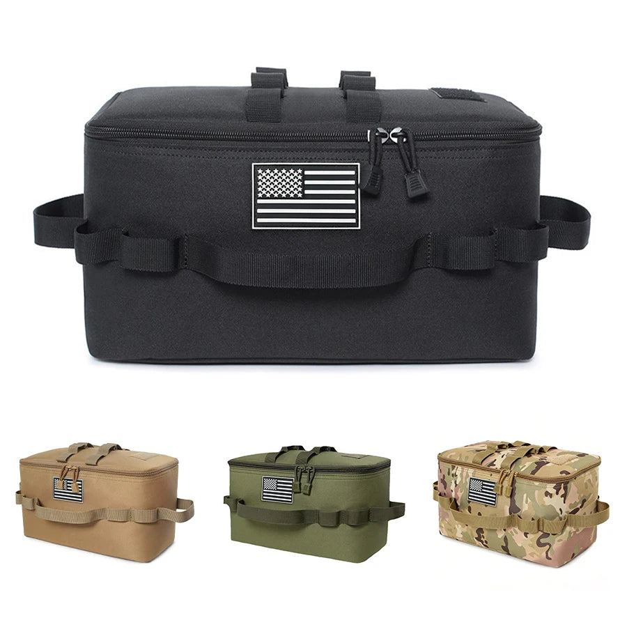 Large capacity camping storage bag with detachable partition board, portable outdoor equipment storage bag
