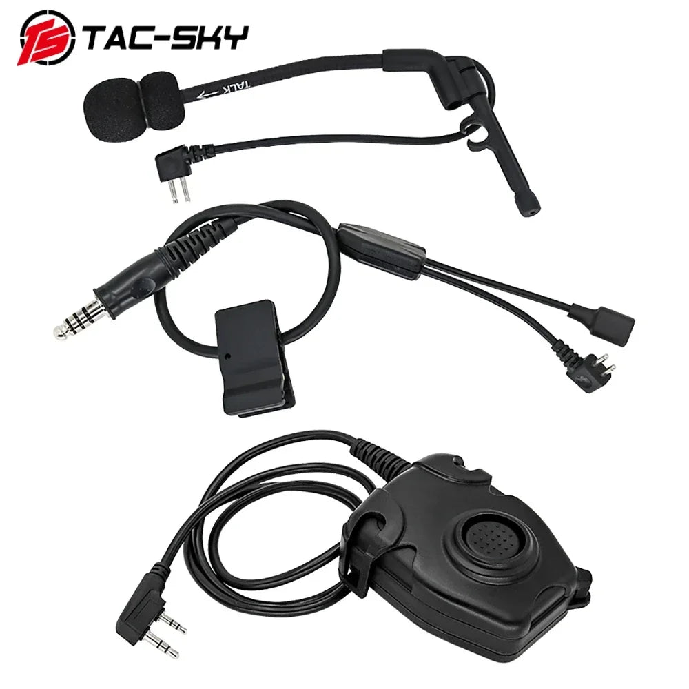 TAC-SKY outdoor hunting tactical headset Y cable set adapter Compatible with U94 PTT For Pelto PTT and COMTA microphone