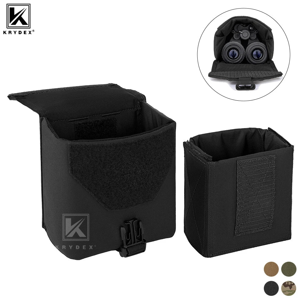 KRYDEX Tactical NVG Pouch MOLLE Night Vision Bag with Inner Padded Goggle Carrying Case Airsoft Accessories For NVG14 NVG15 Gear