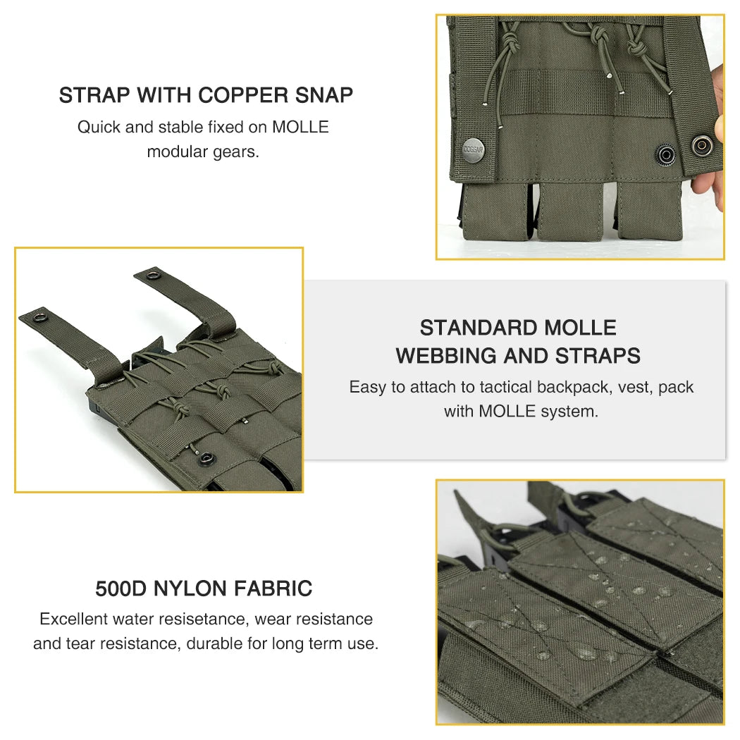 IDOGEAR Tactical Triple Magazine Pouch Mag Carrier MOLLE for Submachine Open Top  Mag Holder  3576
