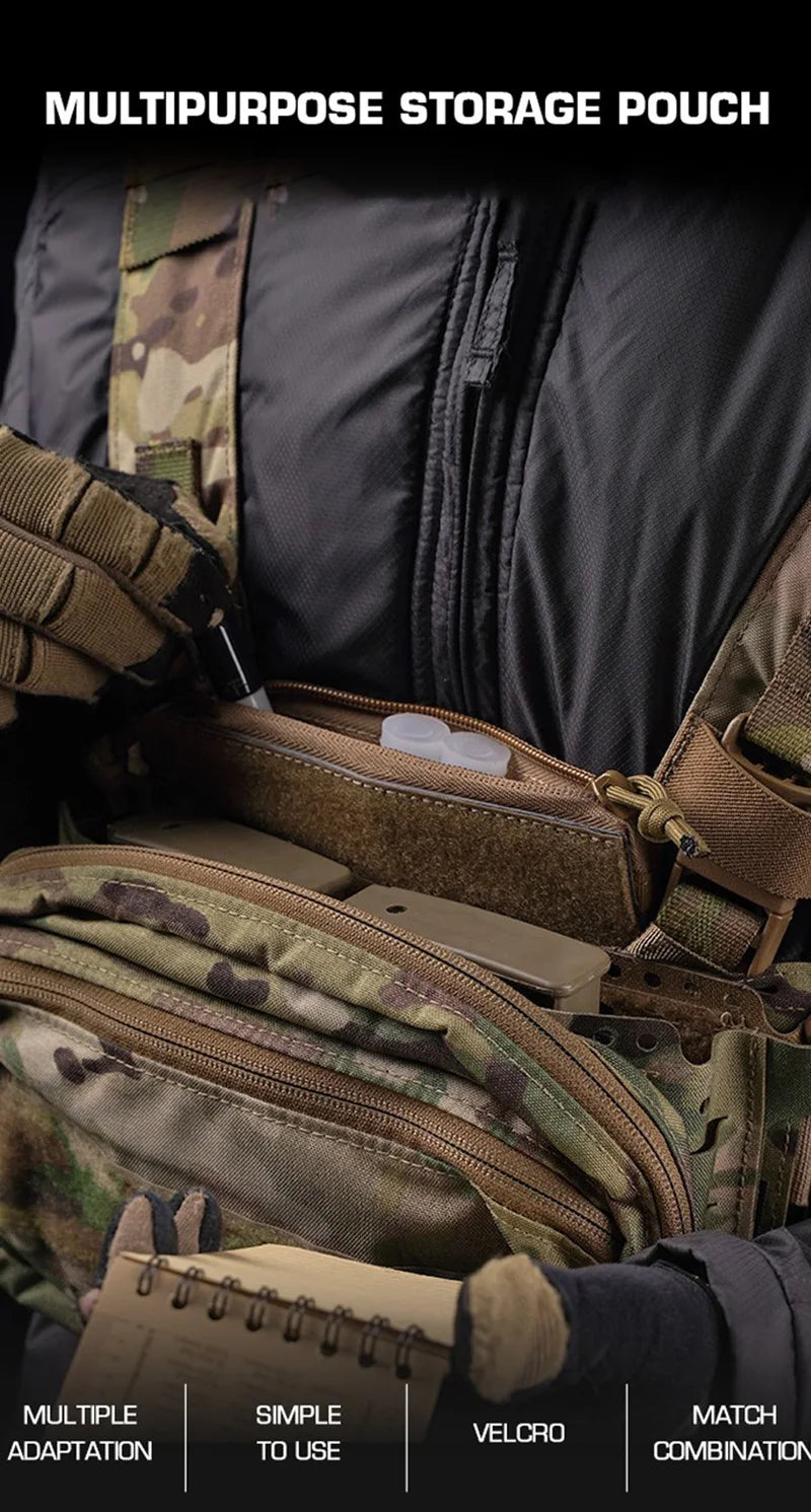 OPHIDIAN Hunting Vest Accessory Small Pocket Hook and Loop Pocket Storage Pocket Zipper Closure Pocket Insert Chest Gear