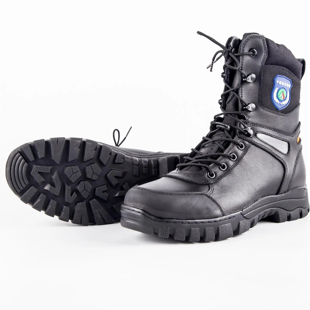 Anti Smashing Puncture Cowhide Material Forest Protection Combat Boots Emergency Rescue Outdoor Hunting Protective Labor Shoes