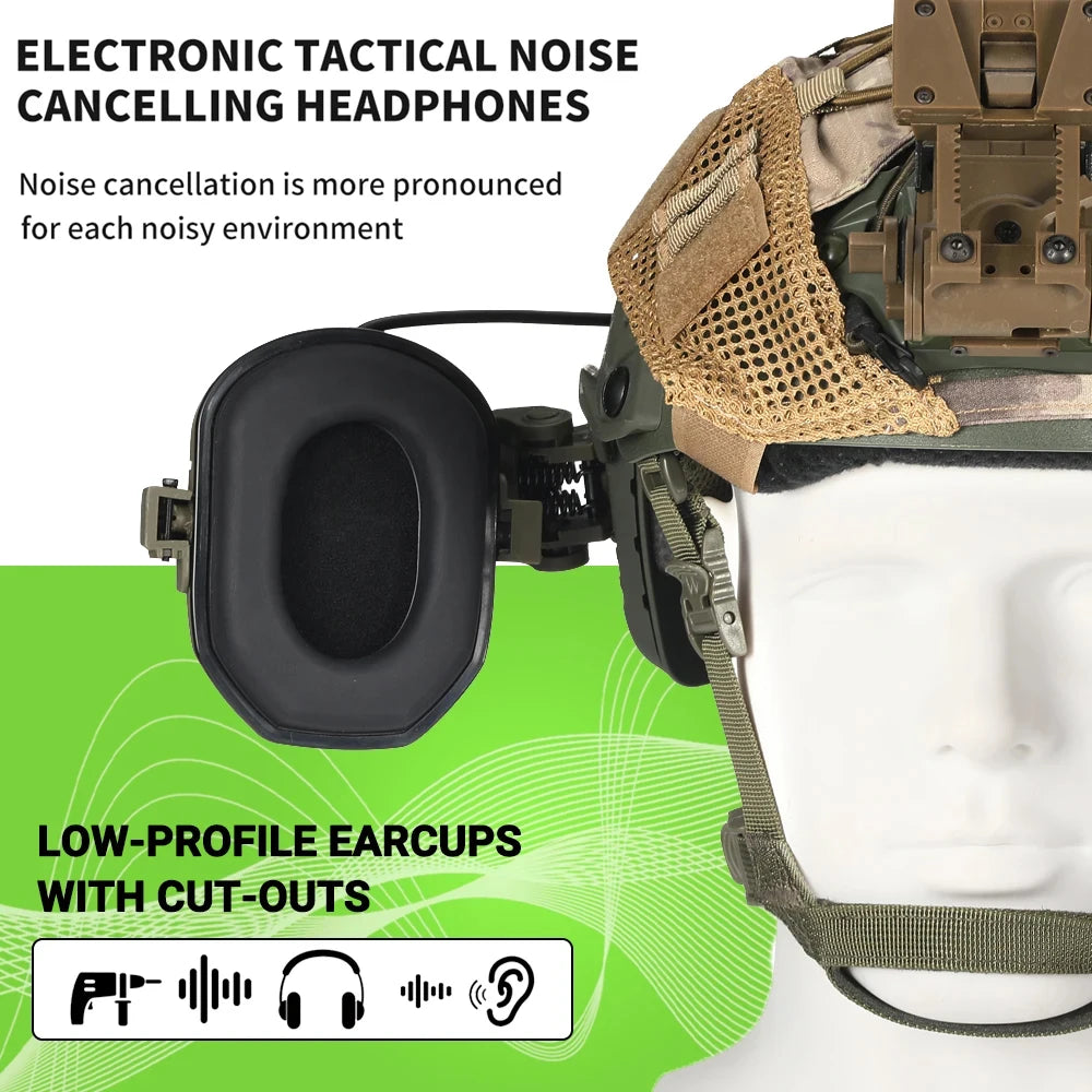 NEW Upgrade Shooting Earmuffs Tactical Helmet Headset Electronic Hearing Protector Equipped with ARC Rail
