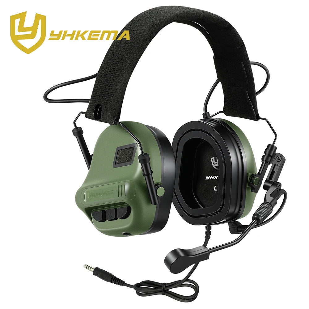 YHKEMA E70 Electronic Tactical Communication Headset with U94-PTT Cable Active Noise Canceling Earmuffs for Hunting