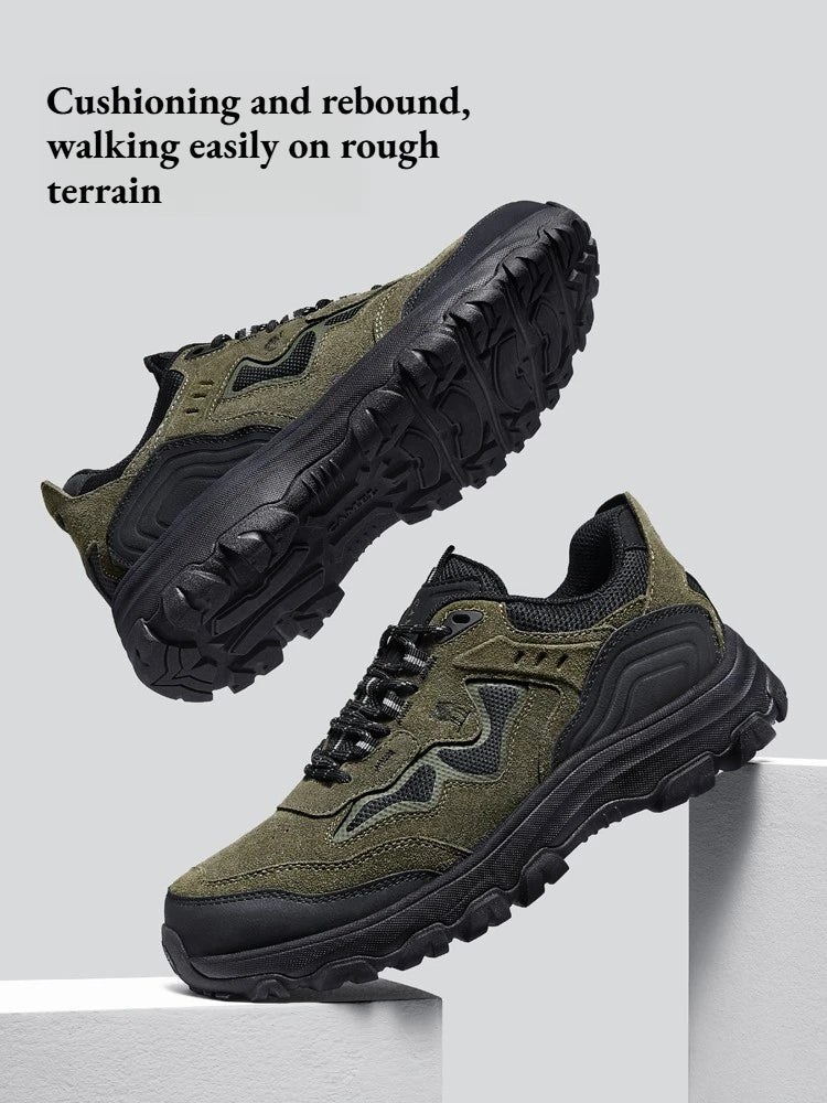 Golden Camel Men's Hiking Shoes Suede Leather Outdoor Shoes Non-slip Wear-resistant Trekking Walking Hunting Tactical Sneakers
