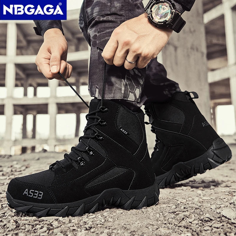 Men’s Tactical Combat Boots Desert Lace-up Outdoor Non-slip Work Shoes Military Ankle Boots Thick Sole Big Size 39-47