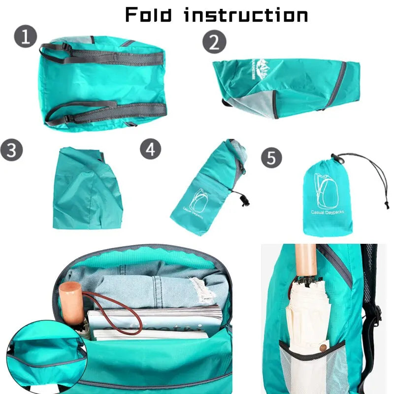 Ultralight Waterproof Folding Backpack High-Volume Portable Travel Bag Lightweight Outdoor Sports Daypack for Men And Women
