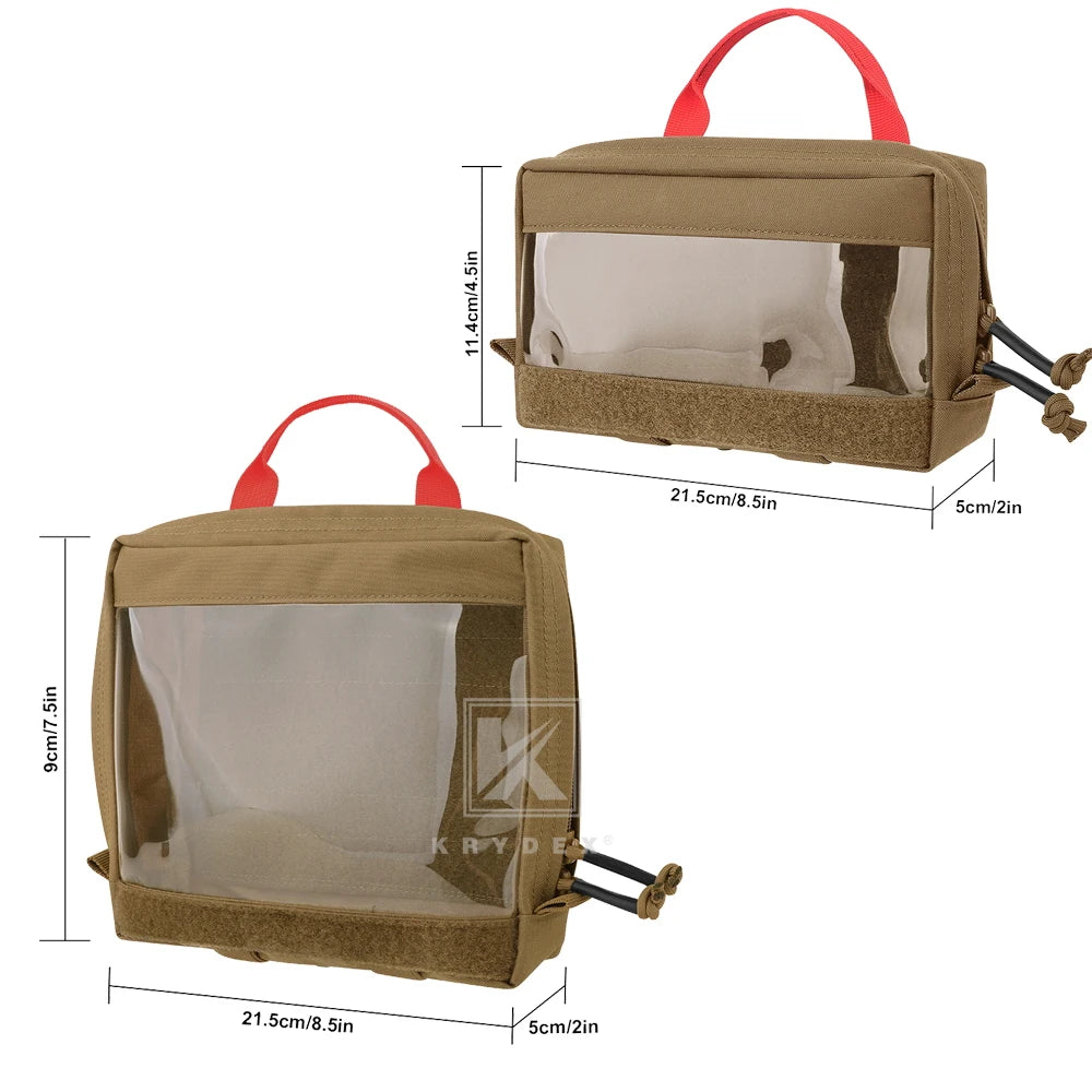 KRYDEX Tactical Large Small Clear Top Insert Pouch First Aid Travel Camping Medical Storage Bag For D3 Backpack Accessories