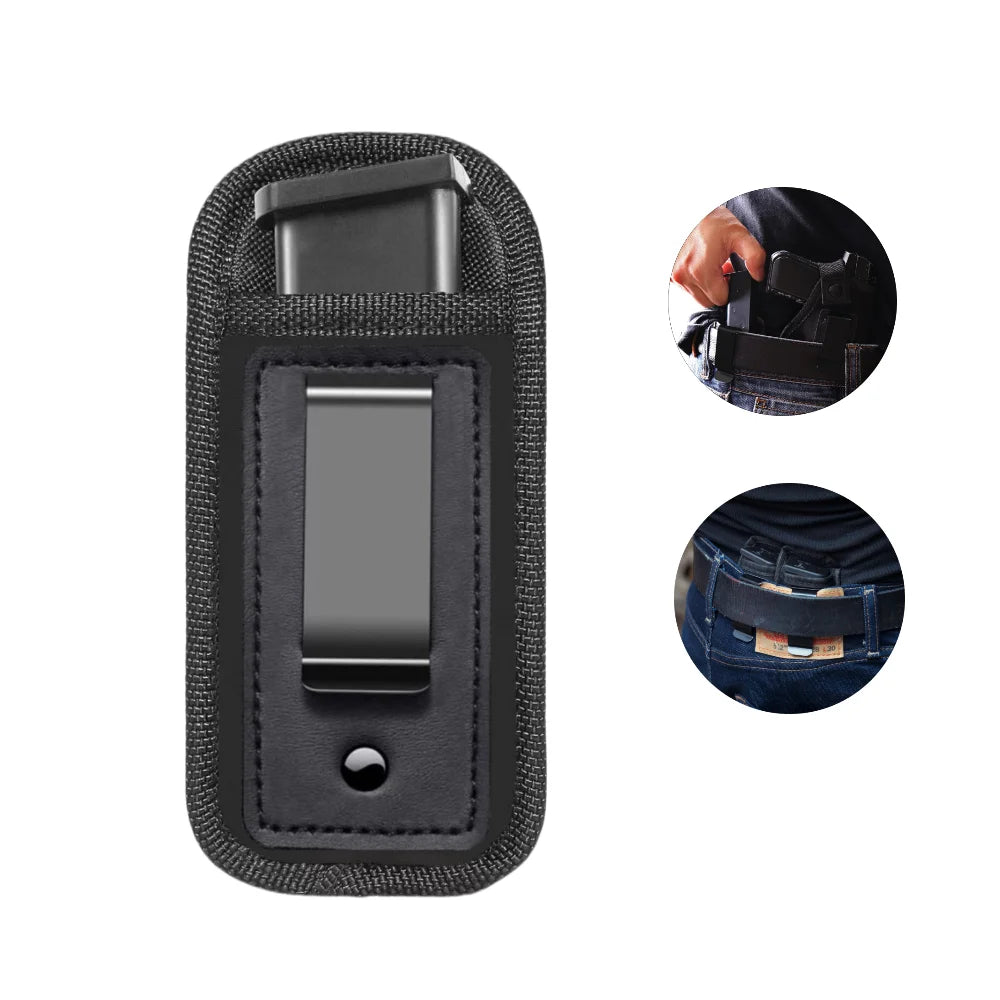Nylon Magazine Pouch Holster, 9mm Pistol Concealed Carry Magazine Box with Clip
