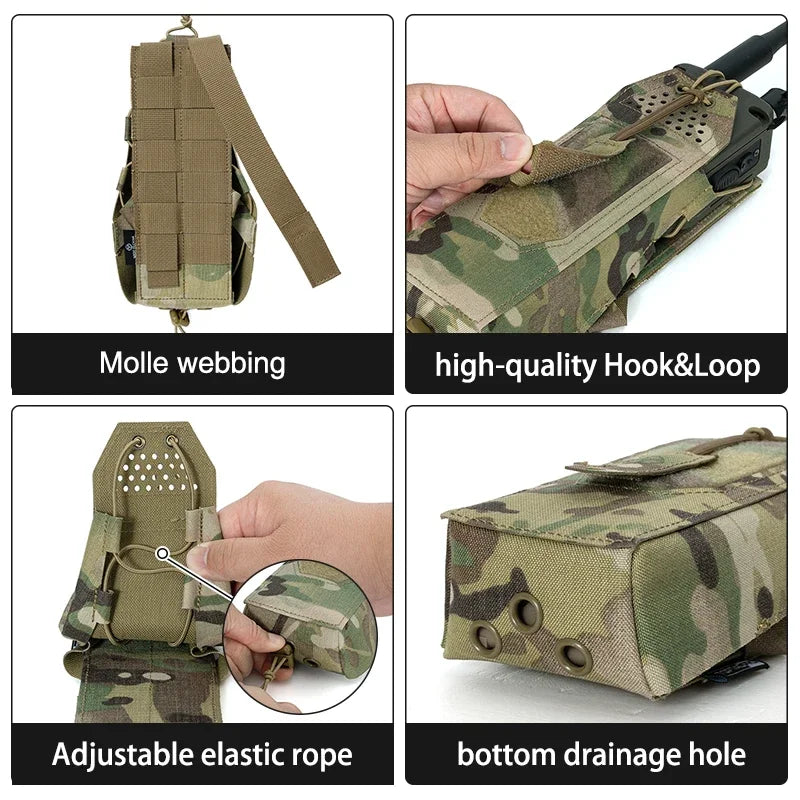 TOPTACPRO Tactical Radio Pouch For Walkie Talkie MOLLE MBITR PRC148 152 Radio Holster Tool Pouch 8533