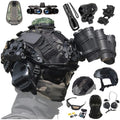 Tactical Airsoft Helmet Set With Headset NVG Model Goggles Flashlight Signal Light Helmet Cloth For Hunting Paintball Shooting