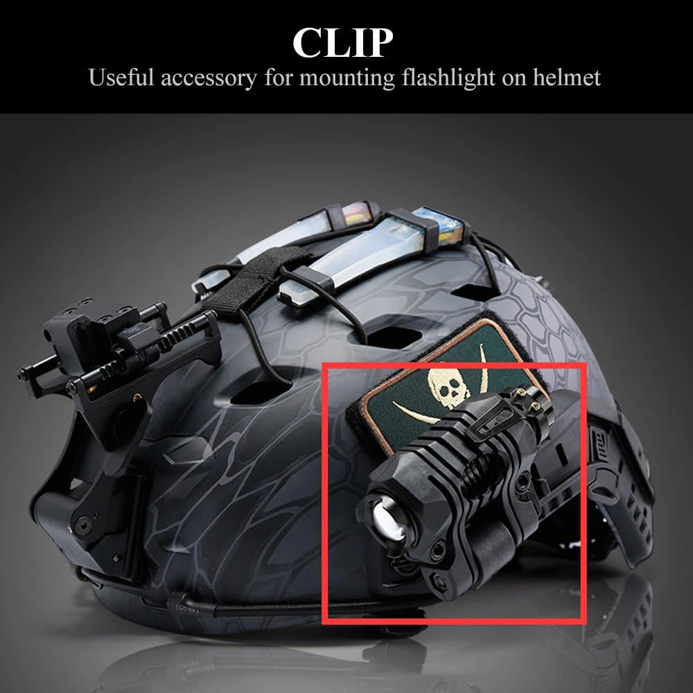Helmet Flashlight Holder 25mm Multi-Angle Plastic Light Clamp Mount with Wrench Side Rail Mount Fast Helmet Accessory