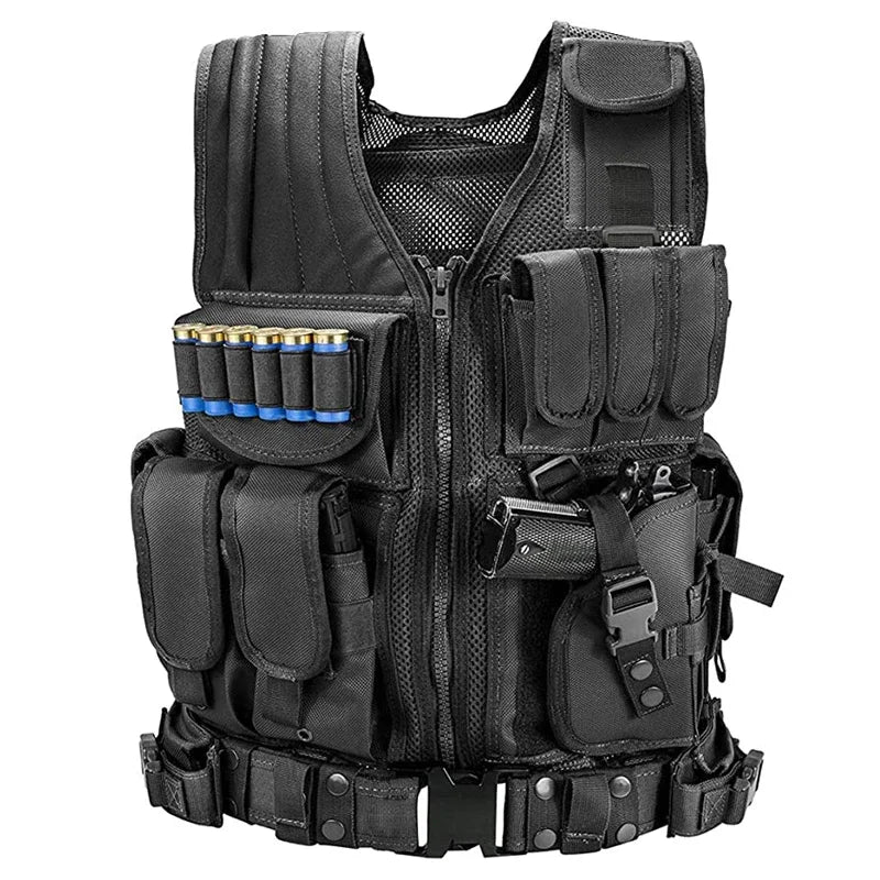 Tactical MOLLE Vest Security Combat Body Armor Vests Training Jacket Accessories for Airsoft Hunting Outdoor CS Cosplay