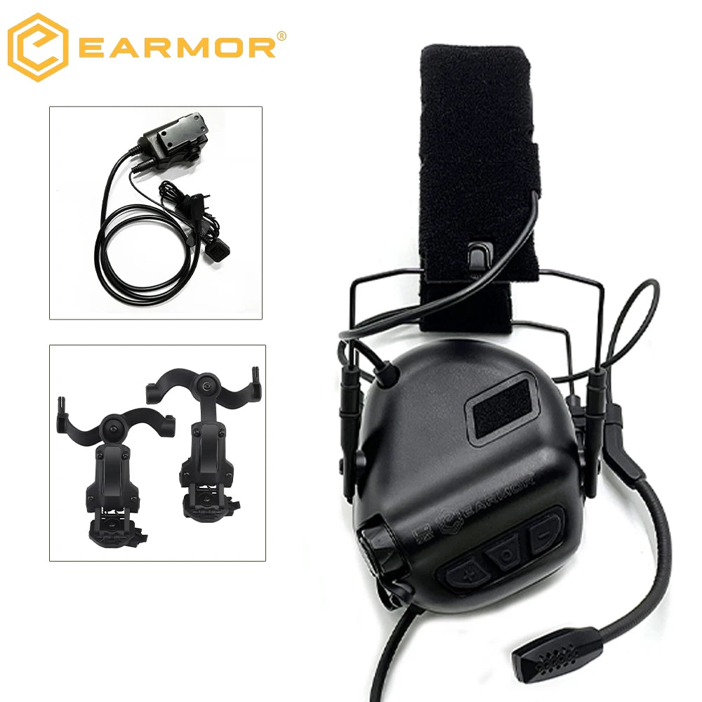 NEW EARMOR M32 SE Outdoor Tactical Shooting Earmuff & M52 PTT Fit for Hunting Noise Canceling Headphones Helmet Rail Adapter