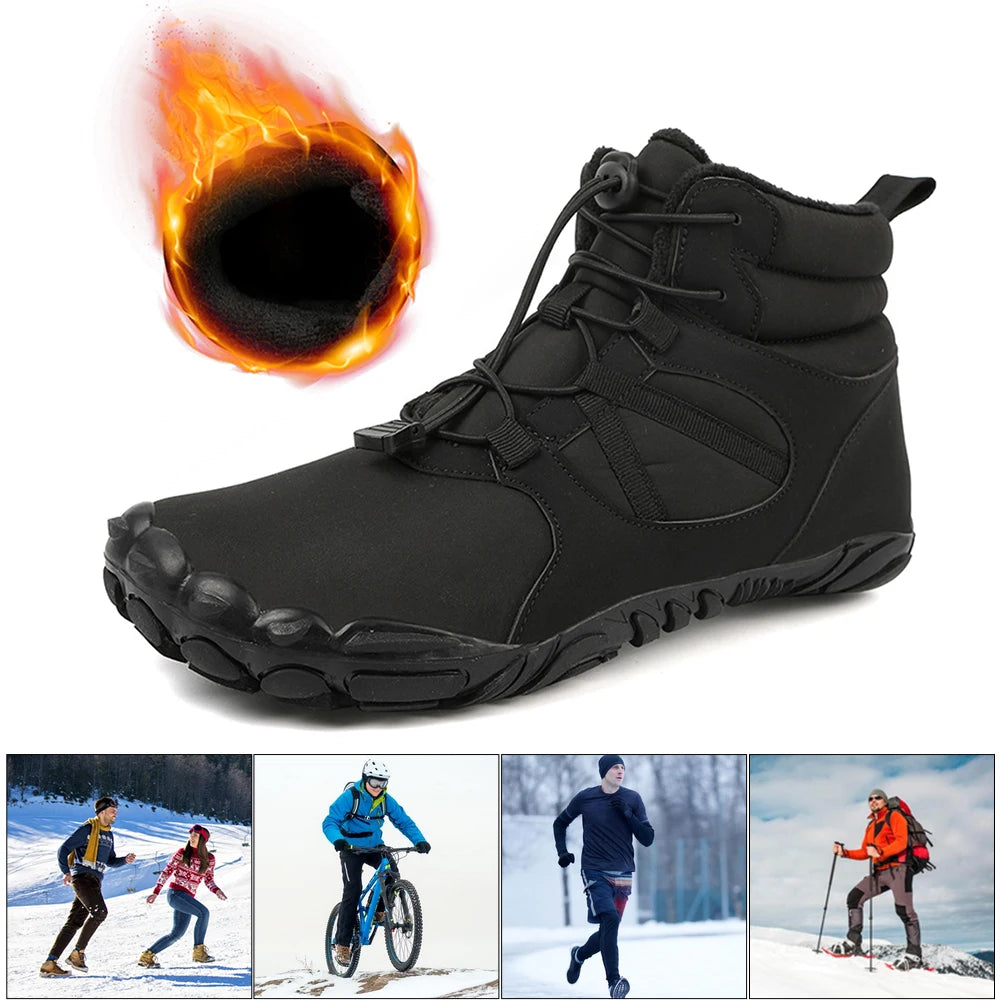 Winter Snow Boots Winter Jogging Sneakers Non Slip Casual Barefoot Shoes Waterproof High Top for Outdoor Travel
