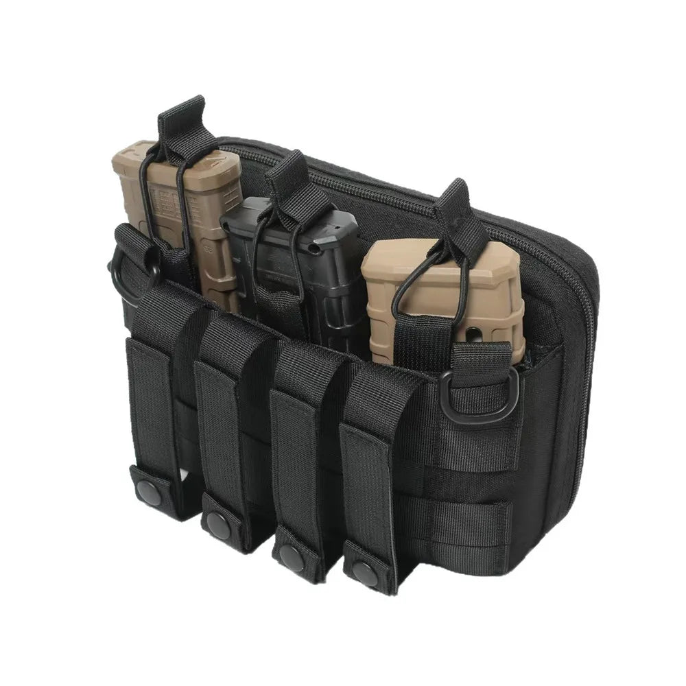 Tactical Mag Admin Pouch Molle Utility Tool Pouch Medical EMT Organizer Triple Stacker Magazine Holder for M4 M16
