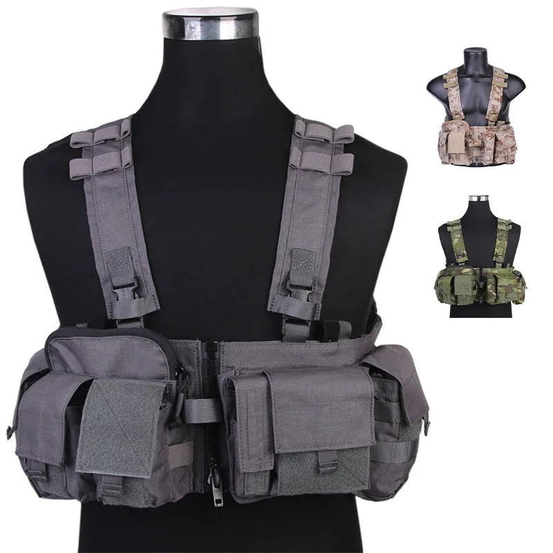 Tactical Chest Rig with5.56/7.62 Magazine Pouch Holder, Pistol Pouch, Wing Pouch, Molle Dangler Pouch UW Gen V Split Front Chest
