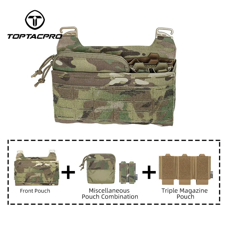 TOPTACPRO Tactical Front Panel Set FERRO Style Triple 556 Mag Double 9mm Mag Insert Pocket DOPE Set 8540