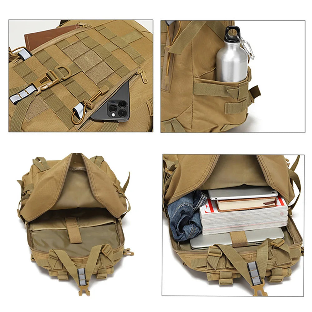 Tactical MOLLE Hiking Trekking Fishing Backpack Travel Hunting Camping Backpack, Large Capacity Outdoor Sports Knapsack