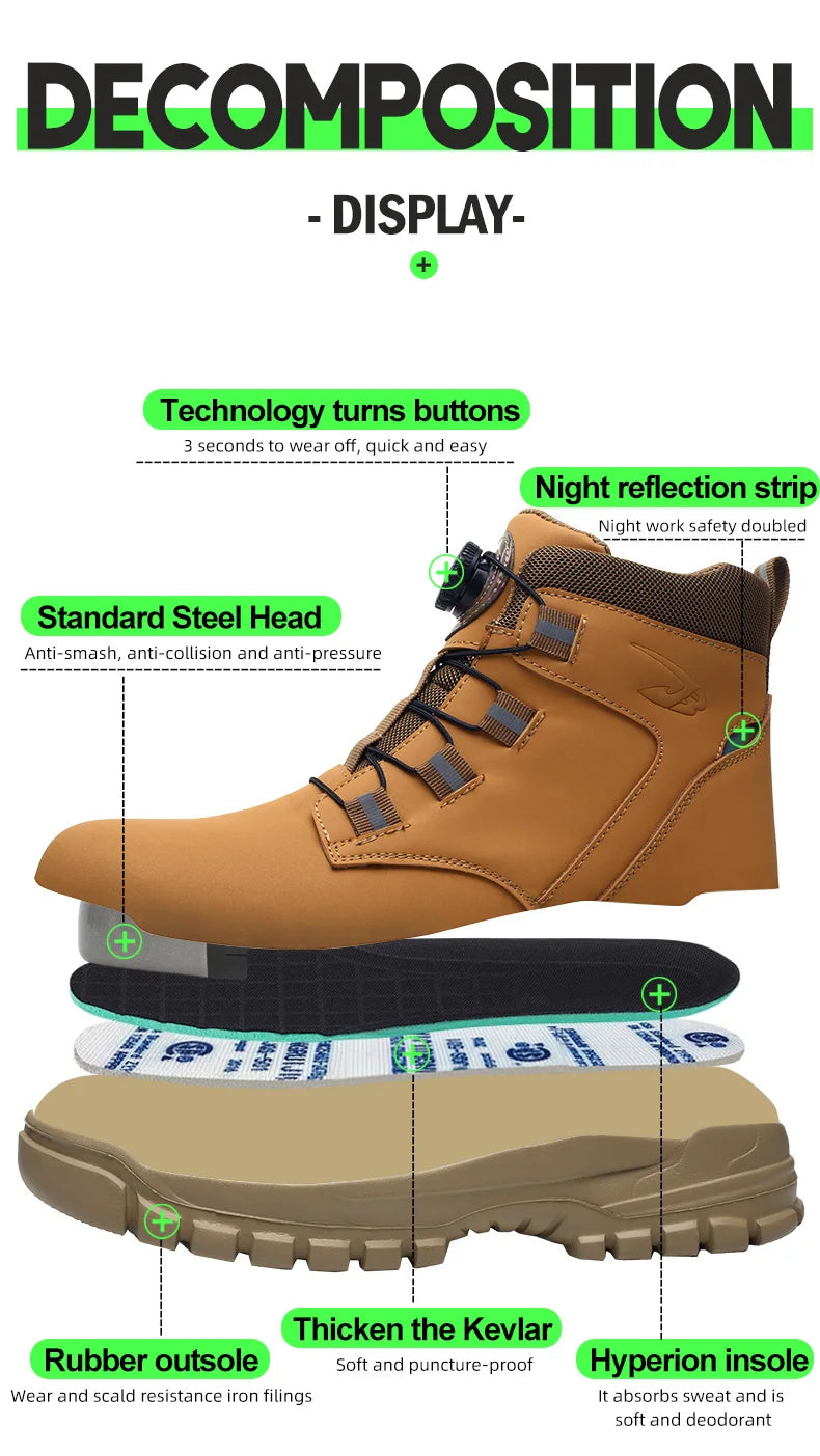 Size 47 48 Work Safety Boots Men Women Indestructible Steel Toe Work Shoes Autumn Winter Waterproof Protection Men Safety Shoes