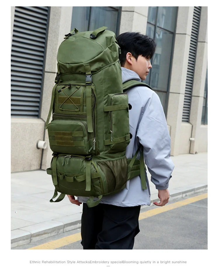 80L MOLLE Mountaineering Bag Waterproof Climb Bag Tactical Backpacks Large Backpack Outdoors Hiking Camping Travel Bags