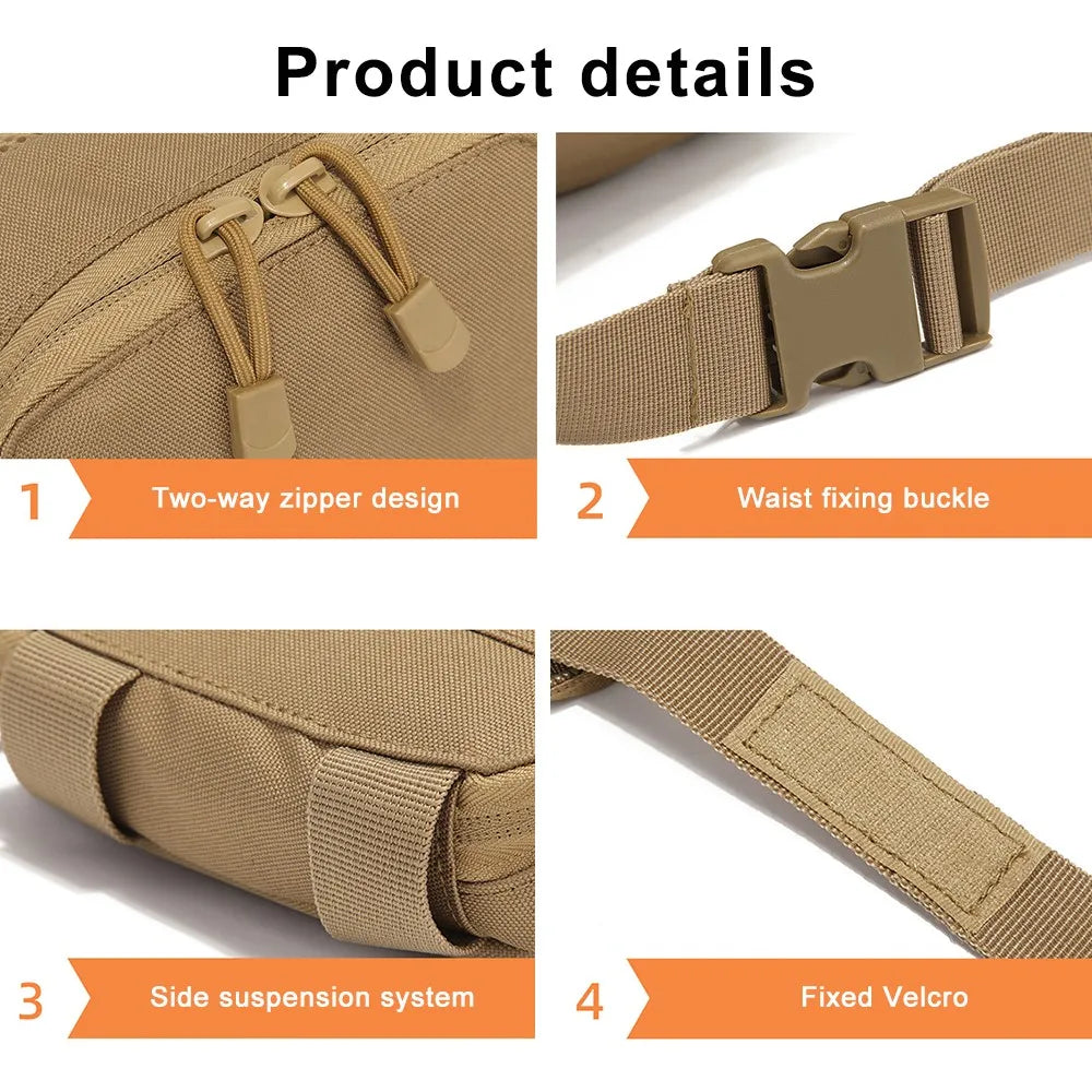 800D Oxford Fabric Fanny Bag Tactical Men Chest Bag with Hidden Holster Pocket Waist Bag for Outdoor Hunting Camping Hiking