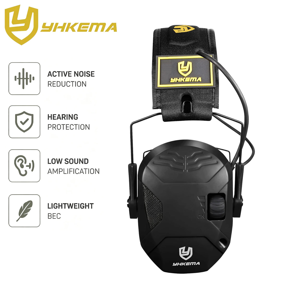 YHKEMA Earmuffs Active Headphones for Shooting Electronic Hearing Protection Ear Protect Noise Reduction Hunting Headphone